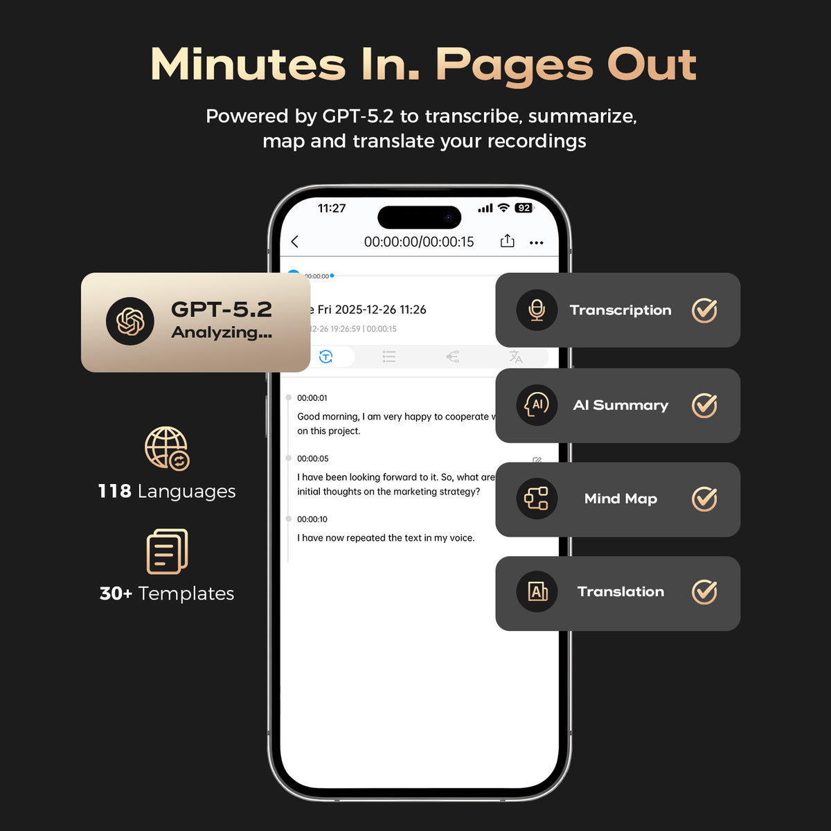 Govos AI Voice Recorder with GPT Transcription & Meeting Notes